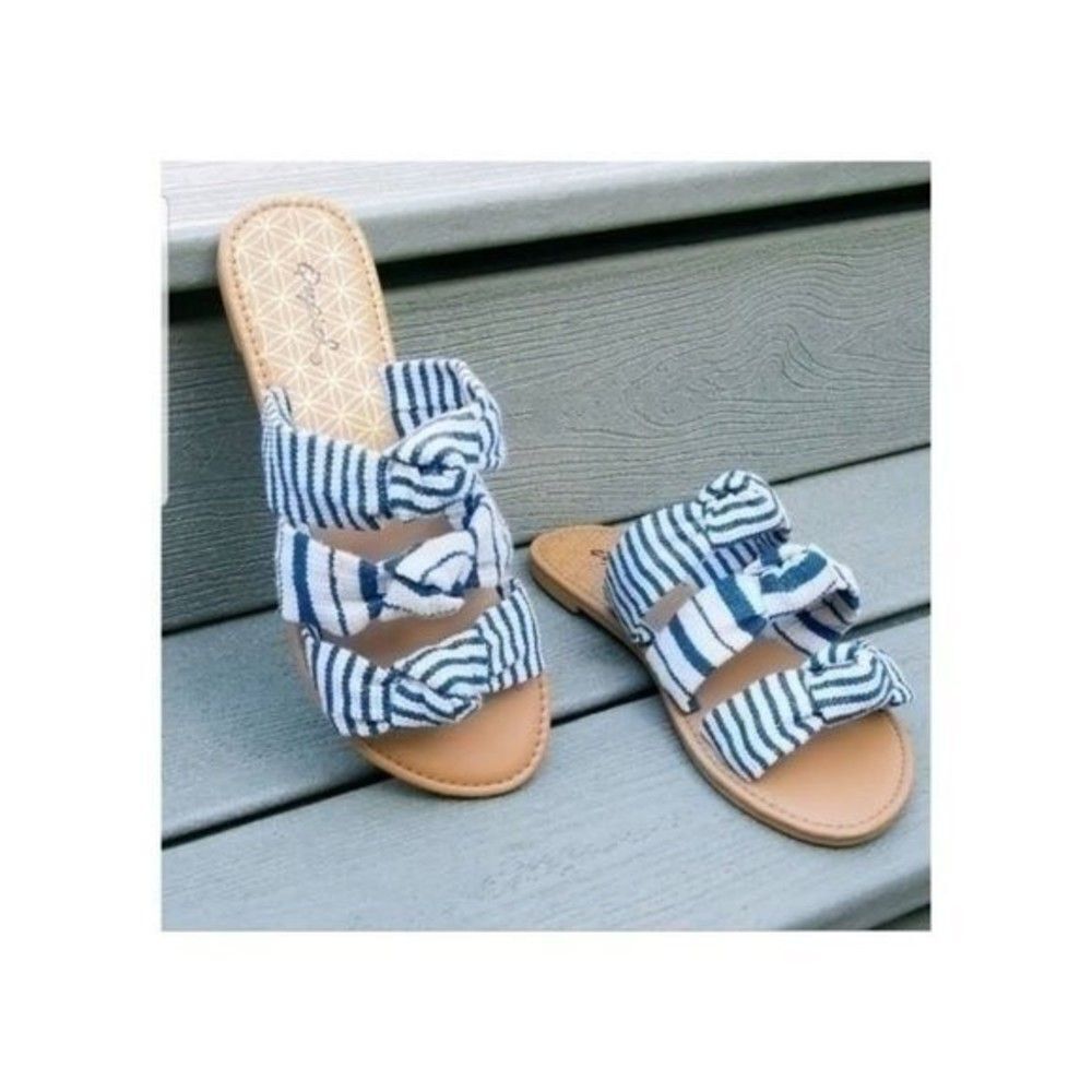 Striped Knit Knot Slide On Sandals - NWT - Size 6 - Picture 2 of 8